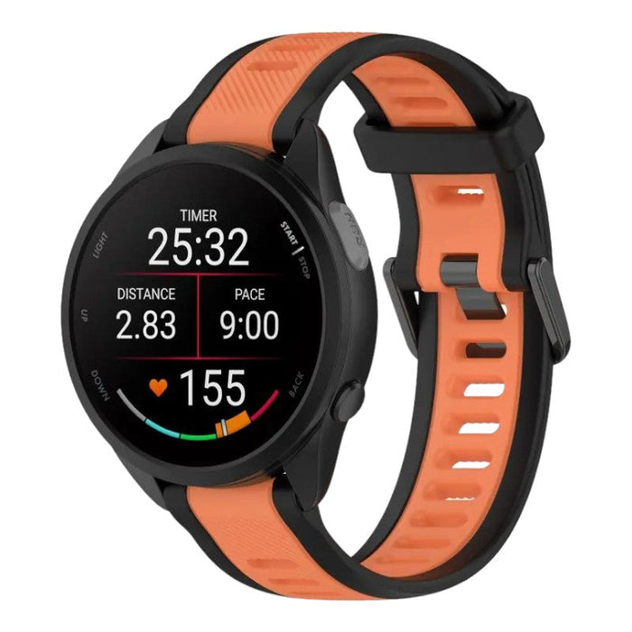 black-orange-garmin-vivomove-hr-hr-sports-watch-straps-nz-dual-colour-silicone-watch-bands-aus