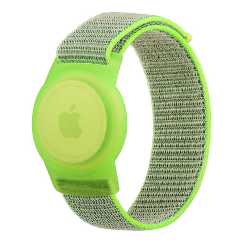 Childrens-Apple-AirTag-compatible-Nylon-Velcro-Watch-Straps-nz-aus-lime-green