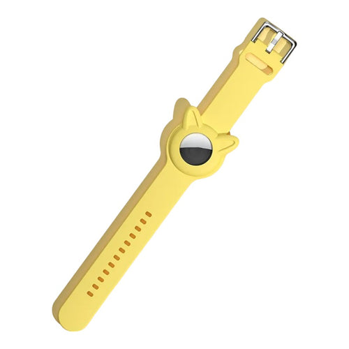 Childrens-Apple-AirTag-compatible-Silicone-Watch-Straps-Bunny-Style-nz-aus-yellow