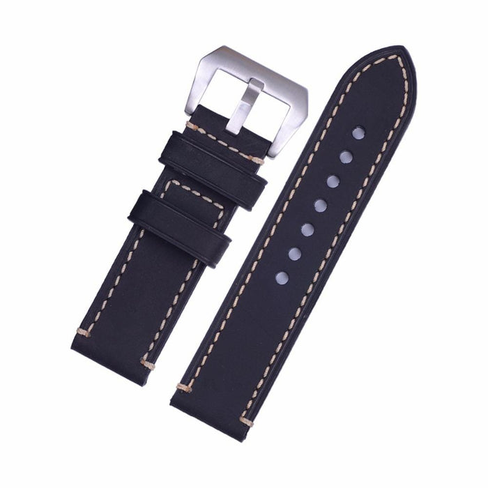 black-silver-buckle-olympic-22mm-range-watch-straps-nz-retro-leather-watch-bands-aus