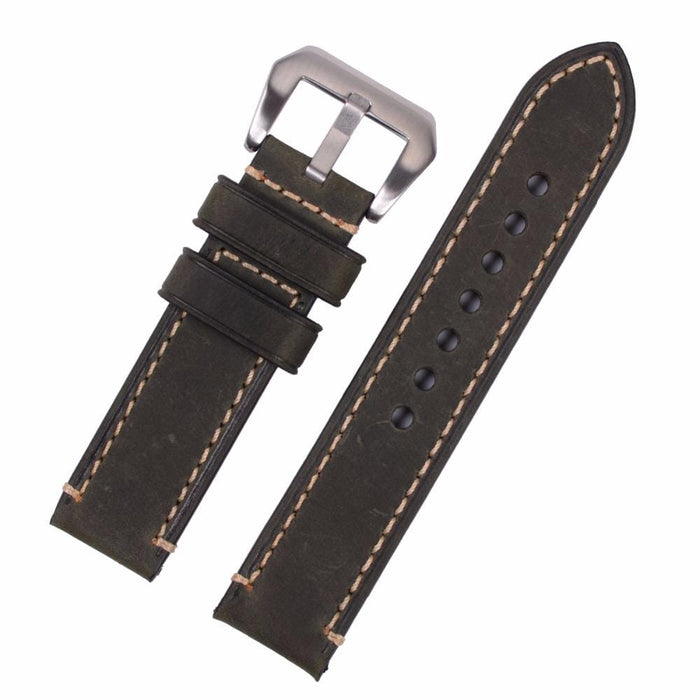 green-black-buckle-garmin-forerunner-165-watch-straps-nz-retro-leather-watch-bands-aus