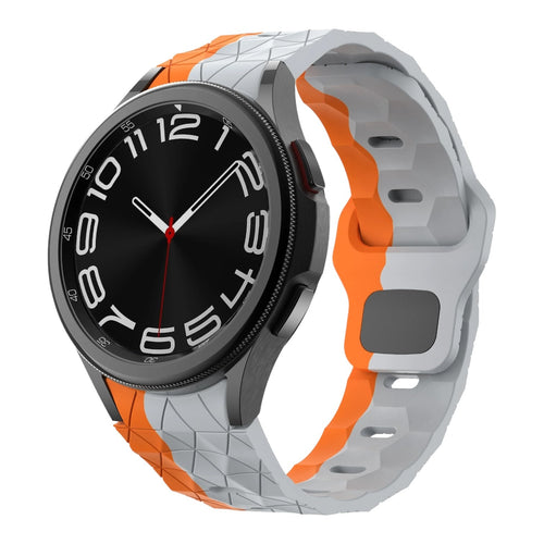 grey-orange-hex-pattern-garmin-fenix-8-(43mm)-watch-straps-nz-silicone-football-pattern-watch-bands-aus