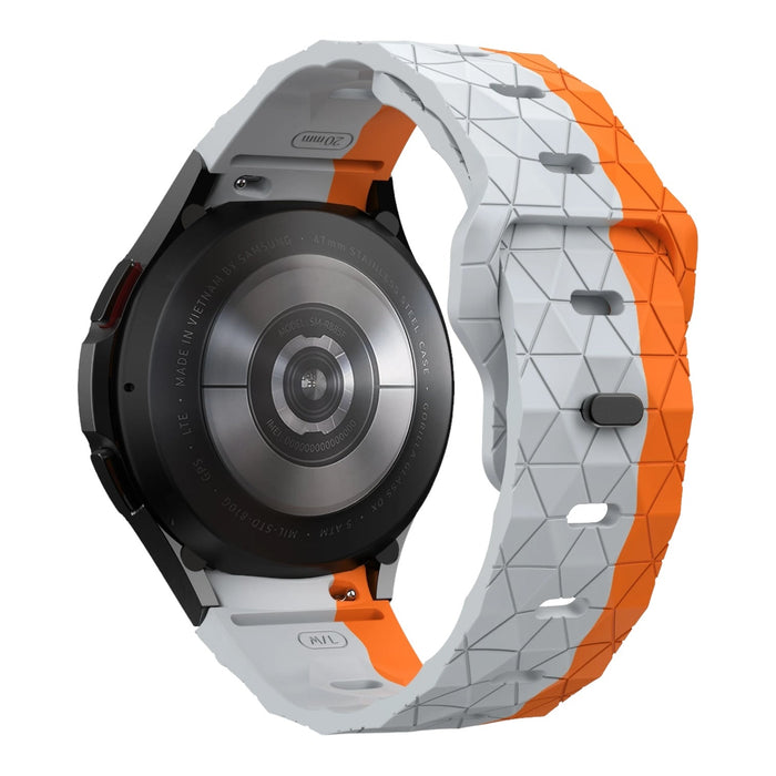 grey-orange-hex-patterncitizen-22mm-range-watch-straps-nz-silicone-football-pattern-watch-bands-aus