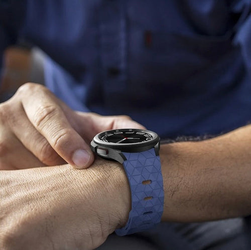 navy-blue-hex-pattern-fitbit-charge-4-watch-straps-nz-silicone-football-pattern-watch-bands-aus