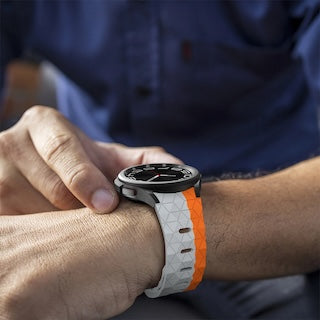 grey-orange-hex-patternpolar-vantage-m2-watch-straps-nz-silicone-football-pattern-watch-bands-aus