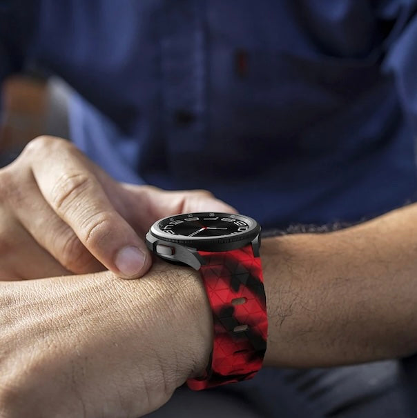 red-camo-hex-patterngarmin-forerunner-745-watch-straps-nz-silicone-football-pattern-watch-bands-aus