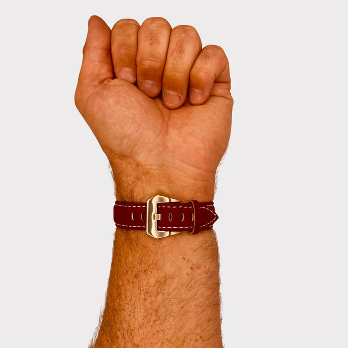 red-silver-buckle-garmin-forerunner-645-watch-straps-nz-retro-leather-watch-bands-aus