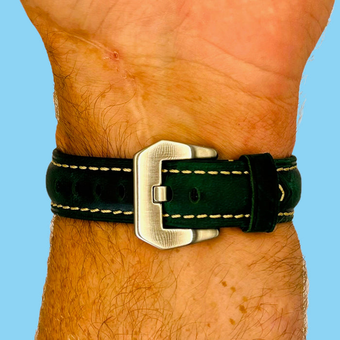 green-silver-buckle-garmin-quickfit-22mm-watch-straps-nz-retro-leather-watch-bands-aus