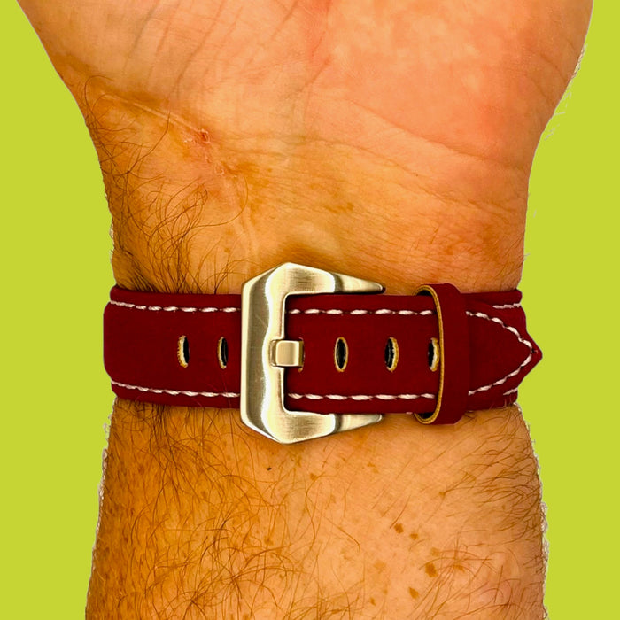 red-silver-buckle-garmin-approach-s40-watch-straps-nz-retro-leather-watch-bands-aus