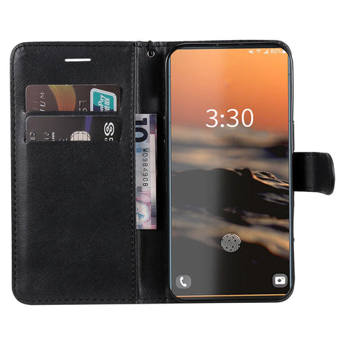 SamsungS23PhoneCaseS23_PlusLeatherFlipCoverS23UltraSmartphoneProtectionLeatherWallet-black